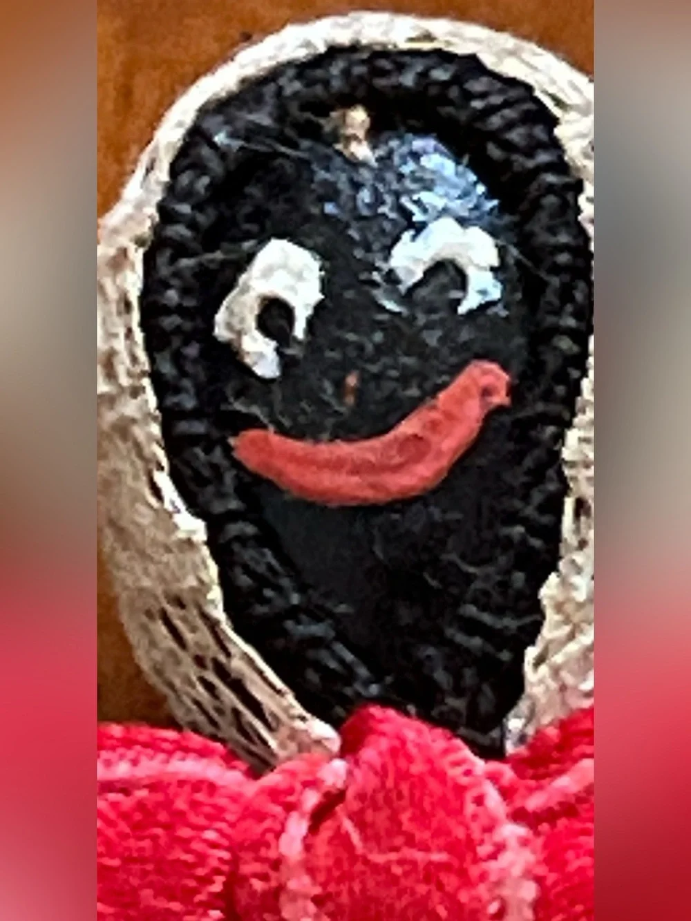 Antique Folk Art Souvenir Doll Seed Faced Sack Doll Black Americana Collectible